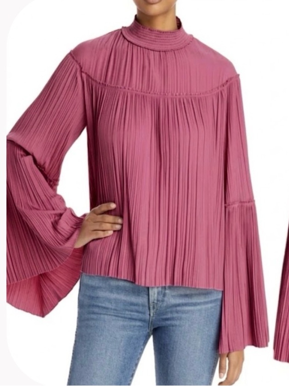 A.L.C. Tessa Pleated Bell Sleeve Top in pink Size 6